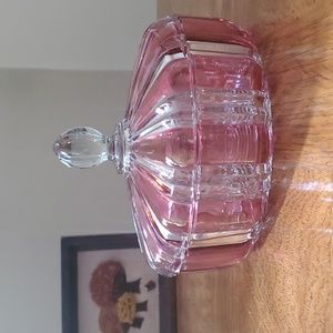 Anchor Hocking Cranberry Striped Candy Dish 💕